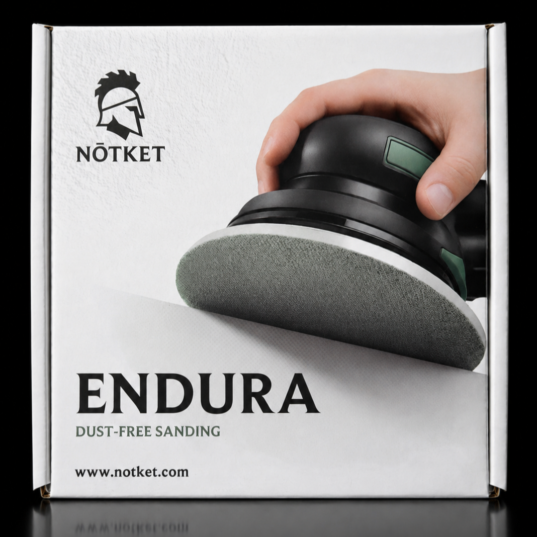 Boîte NŌTKET® ENDURA Ø150 mm — face avant, ponceuse orbitale